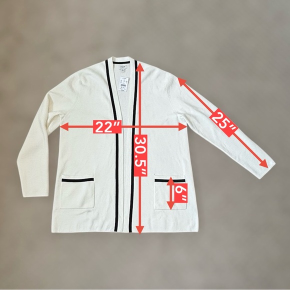 J. Crew Women's White and Black Open Front Cardigan Sweater - Picture 7 of 8